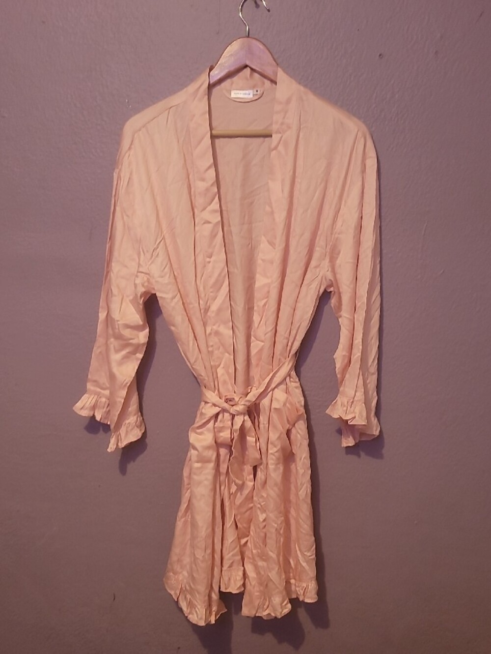 Mark & Graham Satin Ruffle-Trim Robe in Blush - Picture 6 of 6